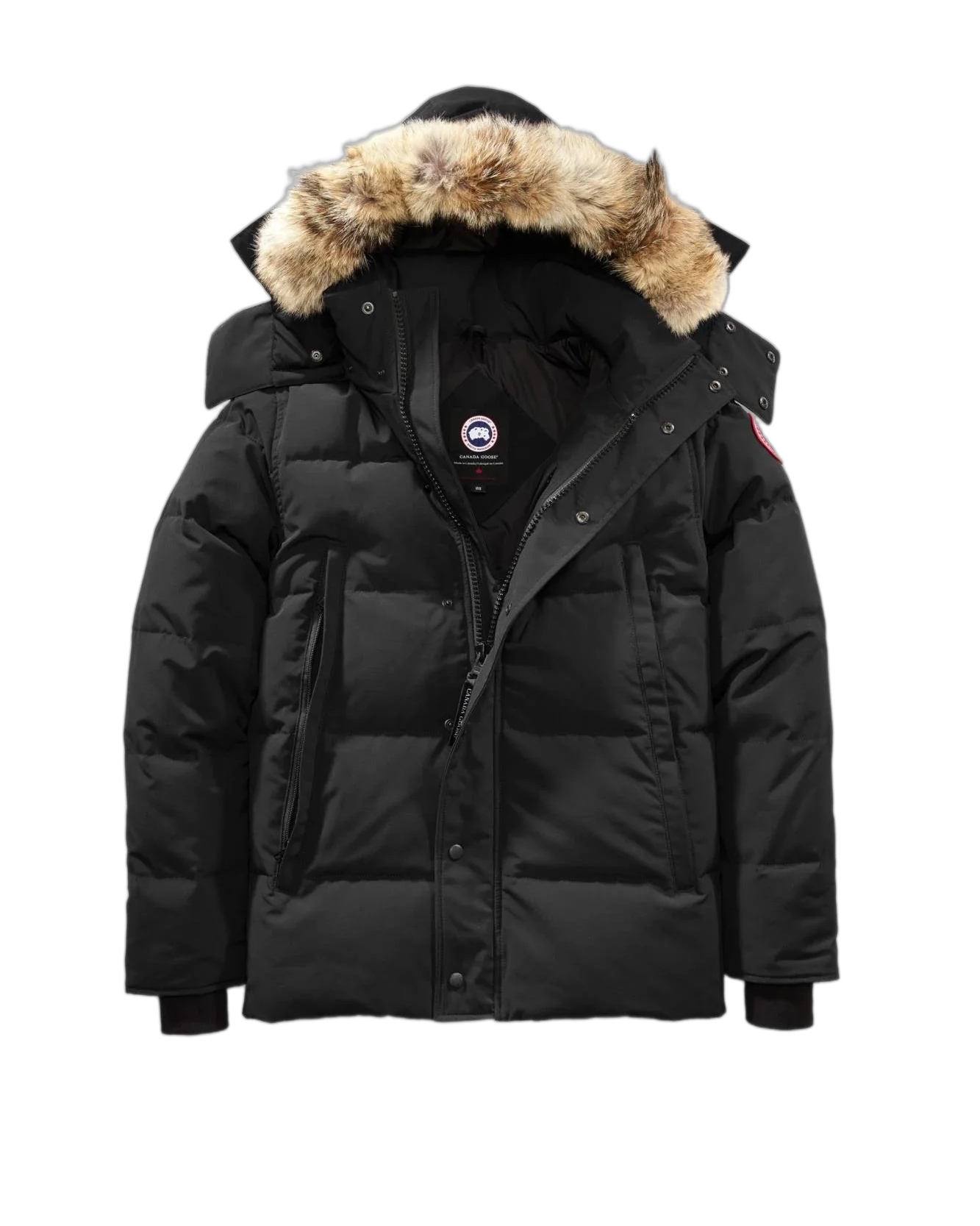 Goose Puffer Jacket | Black, Red Badge